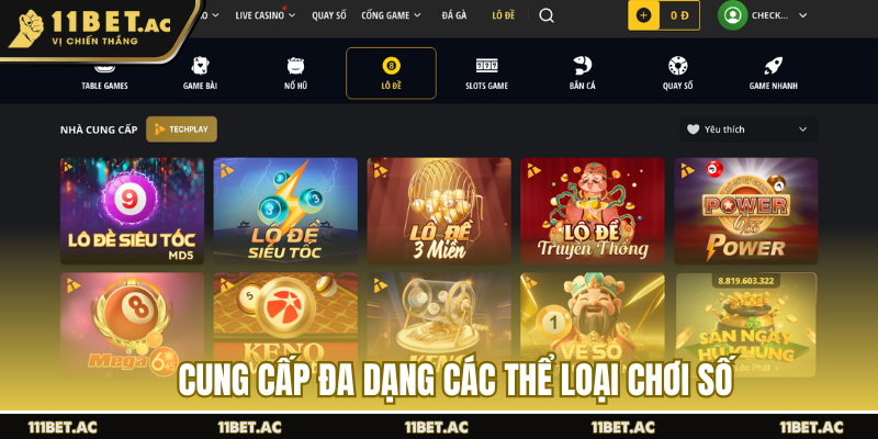 Cung cấp đa dạng các thể loại chơi số